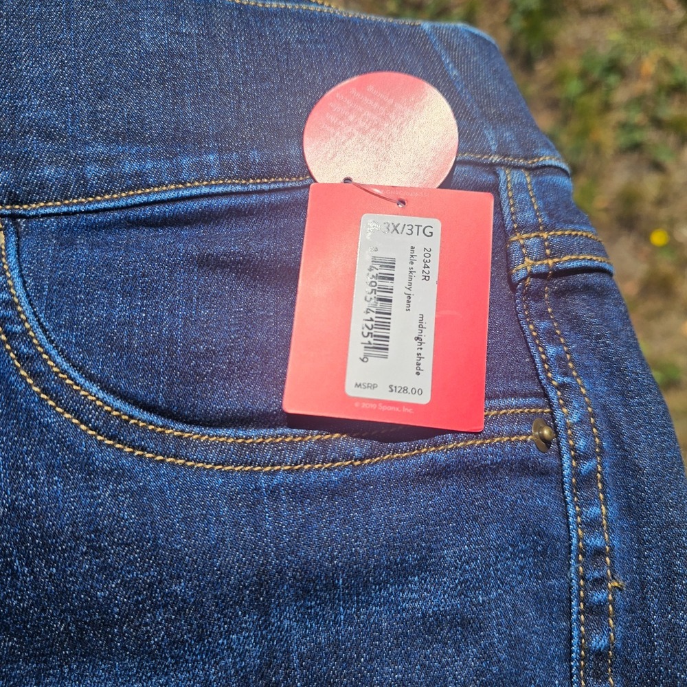 NWT SPANX 3X Ankle Skinny Jeans Dark Wash High Rise Pull On Stretch Denim Y2K - Picture 3 of 11